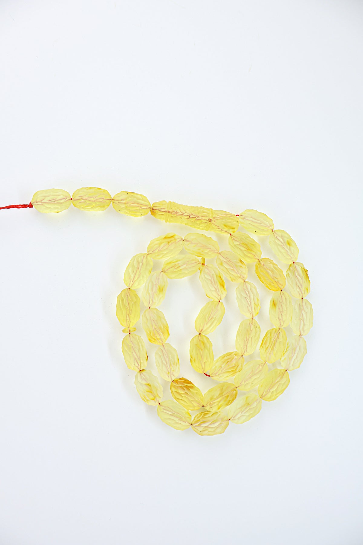 32.60g natural Baltic amber prayer beads (misbaha) with hand-carved ridges certified by Amber Experts Laboratory in Gdansk, Poland.