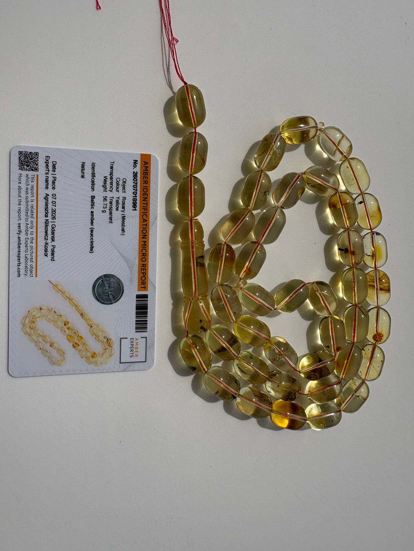 Luxury Baltic amber Tesbih with 16.5 x 11 mm polished oval beads.