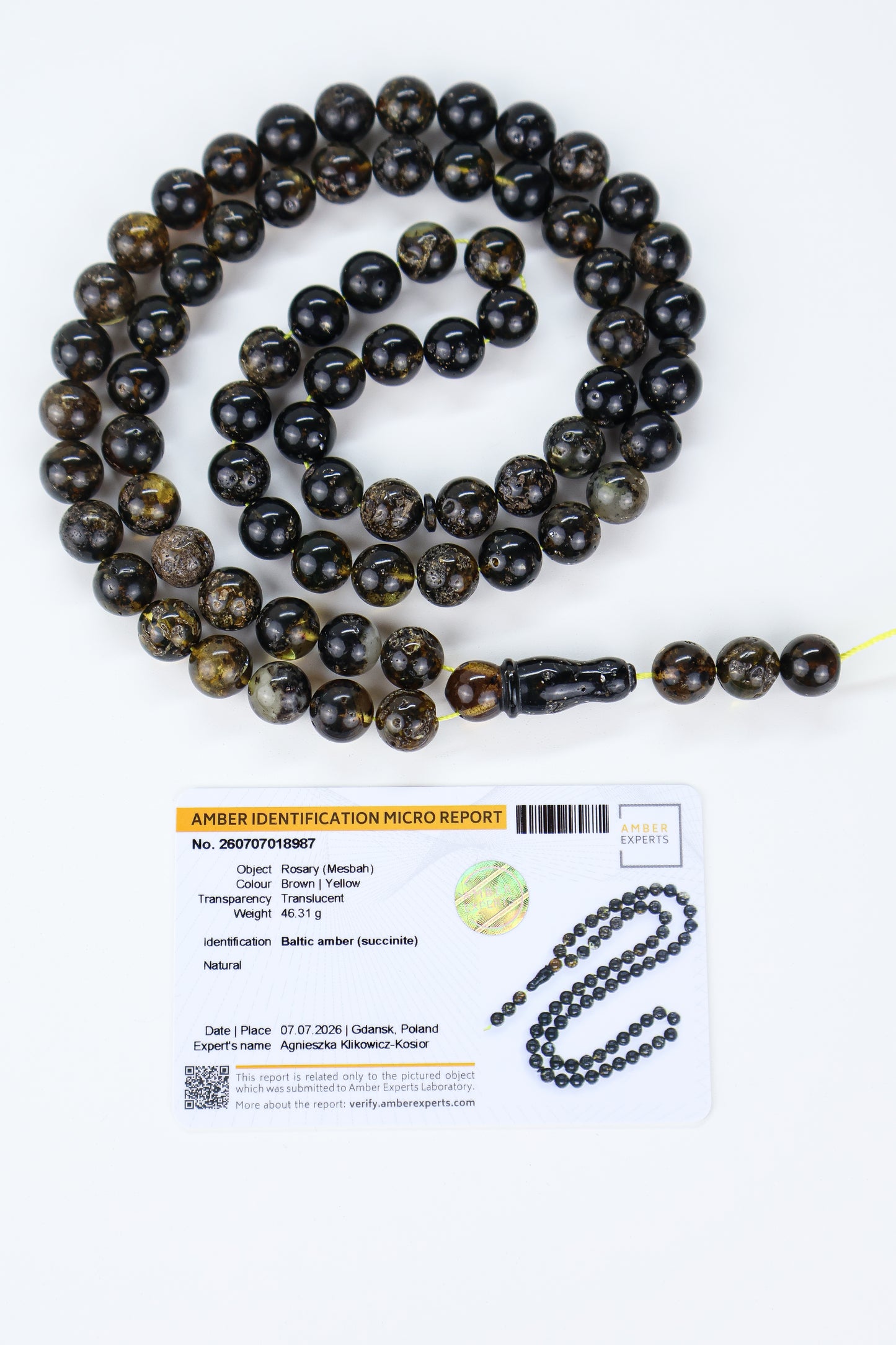 Natural Baltic Amber Rosary 72 Beads 10.4 mm | Certified Succinite | Tetibel