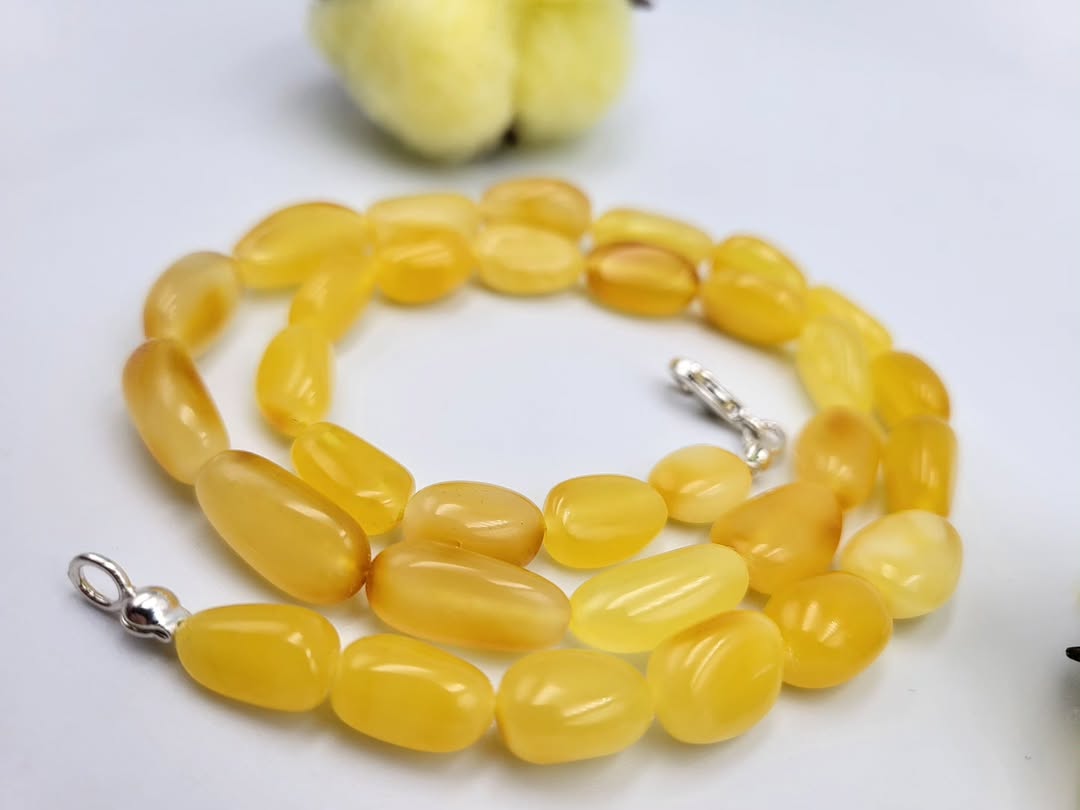 Genuine Polished Baltic Amber Necklace for Adults | Smooth Honey Nugget Beads | Natural Healing Jewelry | Tetibel