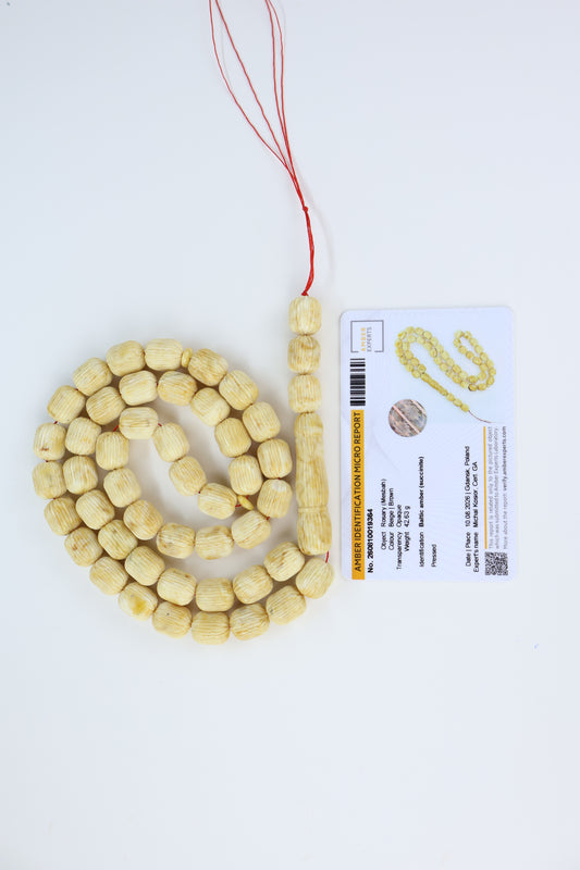 Pressed Baltic Amber Misbaha Rosary 48 Beads 42.63g | Tetibel