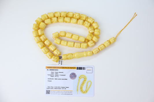 Pressed Baltic amber prayer beads  49.25g with lab certificate from Tetibel Amber Jewels