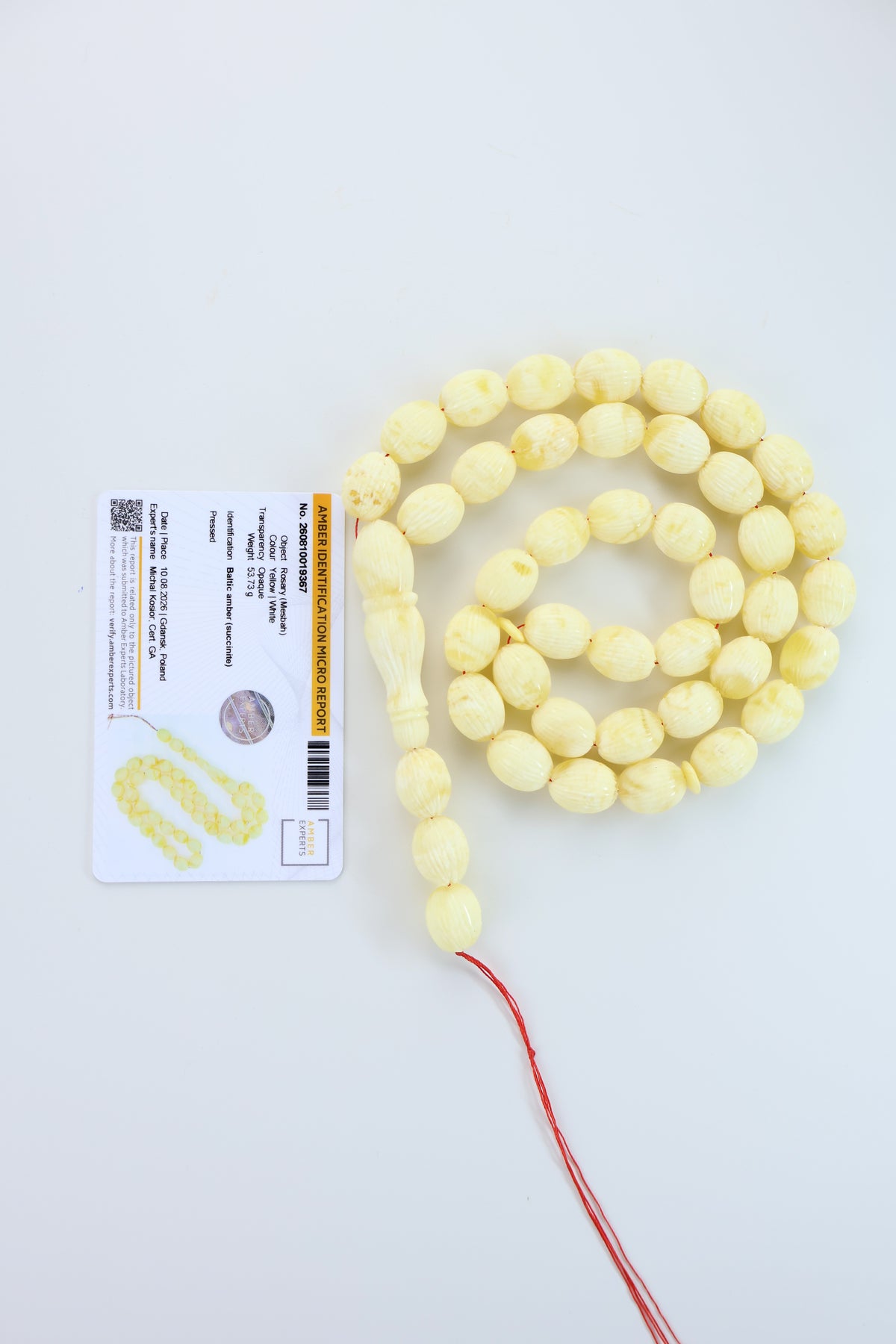 Pressed Baltic Amber Misbaha Rosary 42 Beads 53.73g | Tetibel